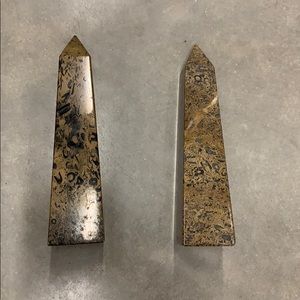 Golden Brown Obelisks Set of 2